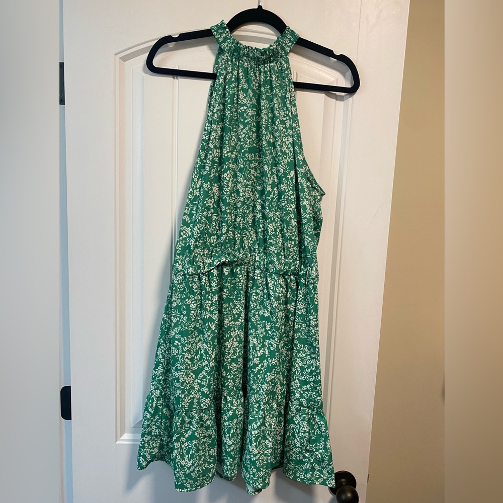 Amazon. High neck halter floral ruffle dress